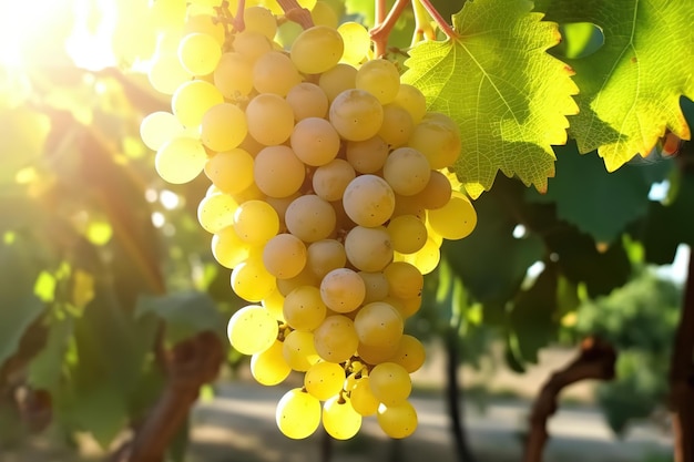 close up fresh grape on the tree at sunny day