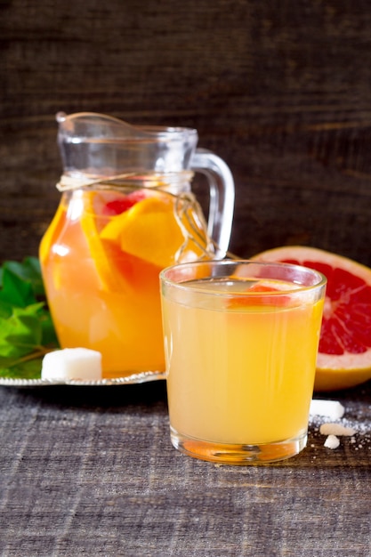 Close-up of fresh lemonade on the table