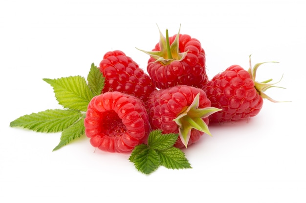 Close-up of fresh and ripe raspberries