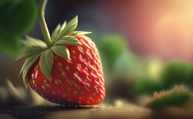 A close up of fresh strawberries on a table. fresh berries. eco food. ai generated