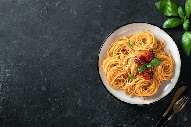 Close-up of fresh vegetarian pasta