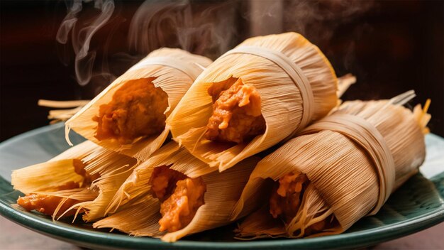 A close up of a freshly made batch of tamales