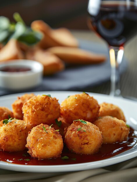 Photo close up of fried croquetas a savory spanish appetizer in a traditional setting