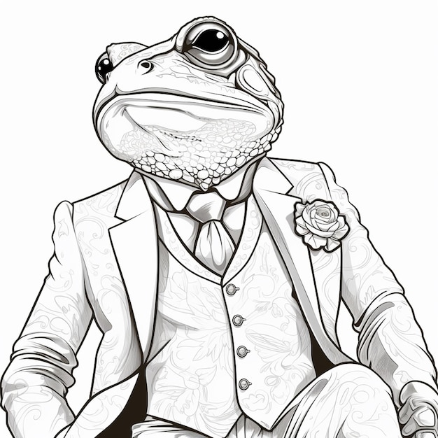 a close up of a frog wearing a suit and tie generative ai