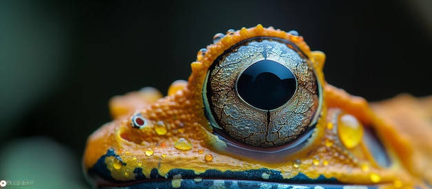 Photo a close up of a frogs eye with a black eye and brown spots