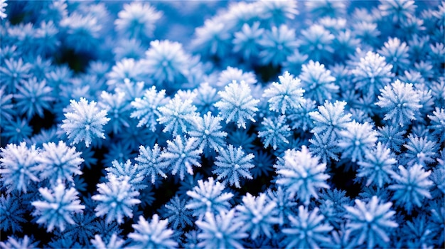 A close up of frosted plants with the word frost on them