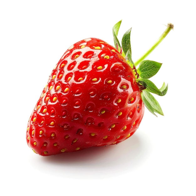 close up fruits banana apple mango strawberry orange blueberry on white background