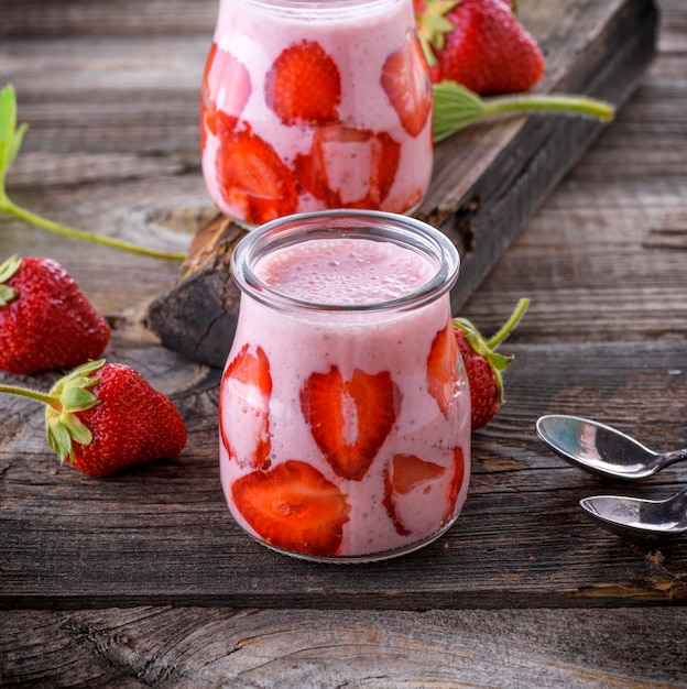 Close-up of fruits in glass on table