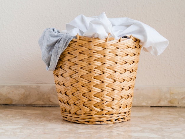 Close up full twig laundry basket