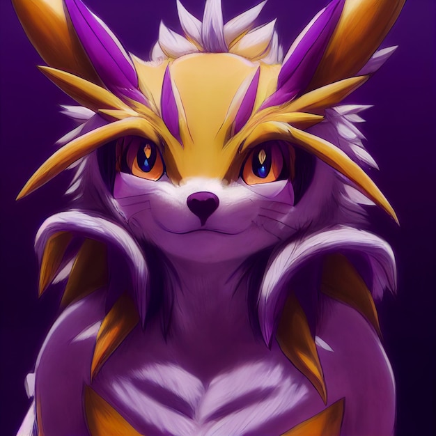 Close up of a furry animal on a purple background generative ai