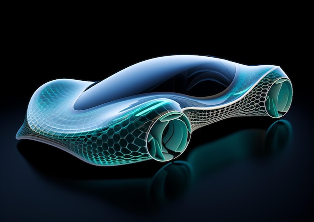 a close up of a futuristic car with a blue body generative ai