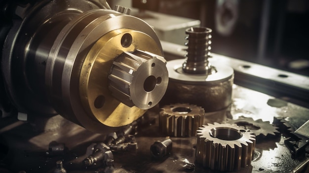 A close up of a gear on a table