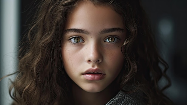 a close up of a girl