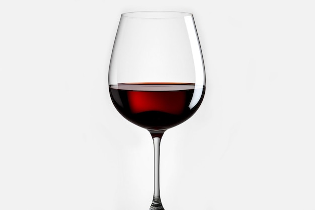 Close up glass of red wine on isolated white background.