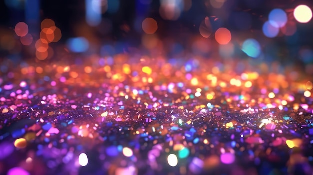 A close up of glitter with a blurry background