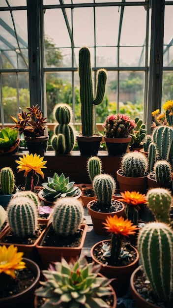 Close up of globe shaped cactus with long thorns