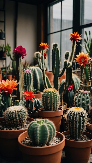 Close up of globe shaped cactus with long thorns