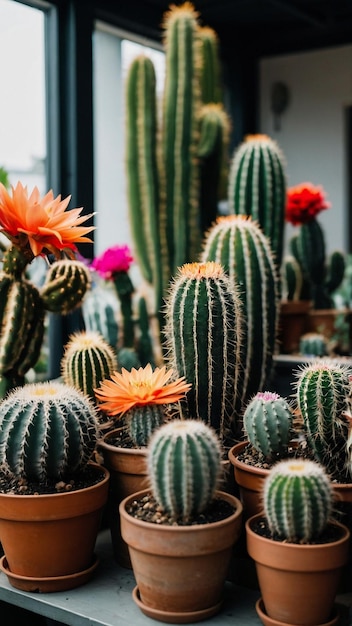 Close up of globe shaped cactus with long thorns