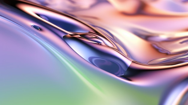 The close up of a glossy metal surface in lavender mint green and olive green colors with a soft focus 3D illustration of exuberant