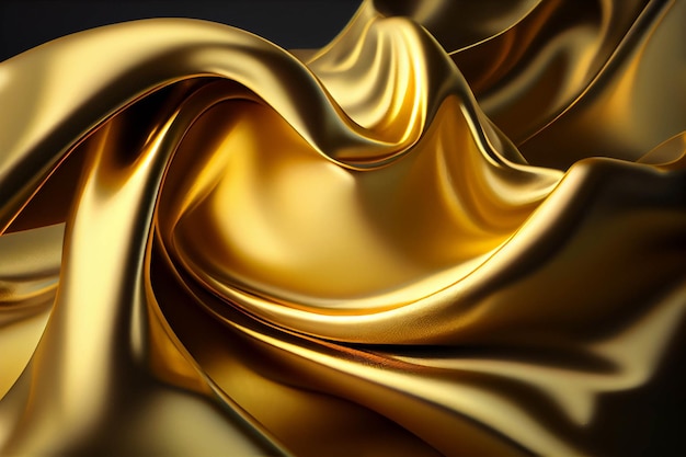 Close up of a gold cloth on a black background generative ai