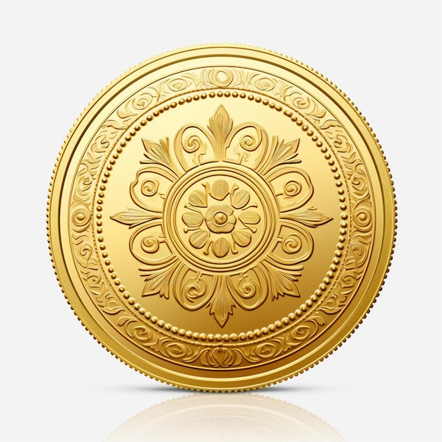 a close up of a gold coin with a design on it generative ai