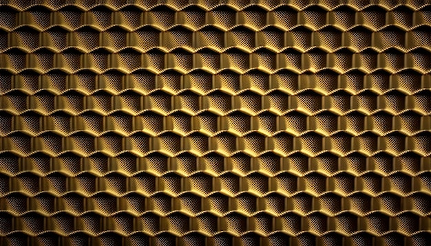 A close up of a gold hexagon pattern