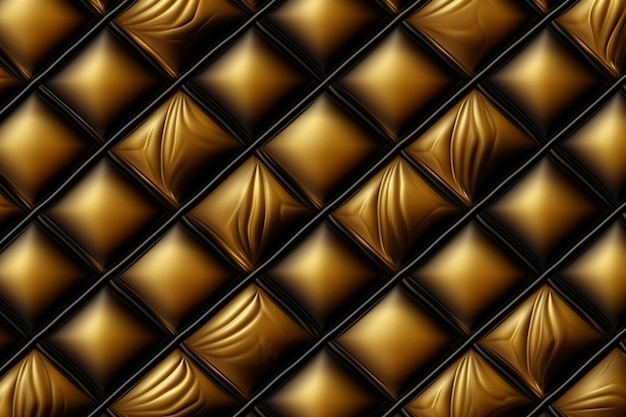 A close up of a gold leather texture with a diamond pattern generative ai