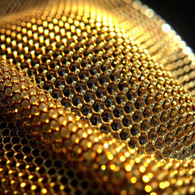 Photo a close up of a gold metal object with a small circle of screws