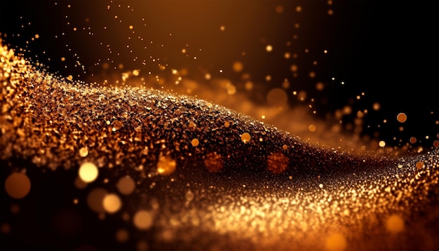 Close up of golden glitter powder background