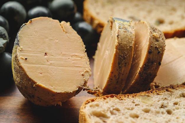 Close up of goose liver or foie gras for a festive celebrate concept