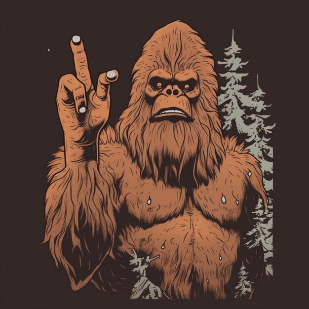 Photo a close up of a gorilla with a finger up in front of a forest generative ai