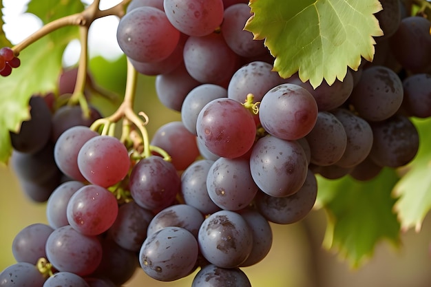 Close up on grapes seasonal fruit for winter vineyard AI