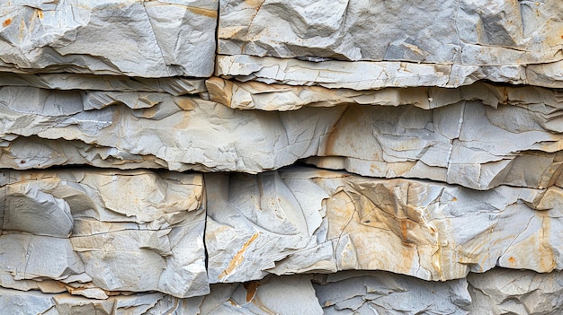 Close up of a gray layered rock formation