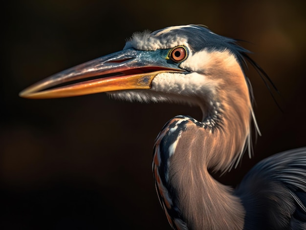 close up of a Great blue heron