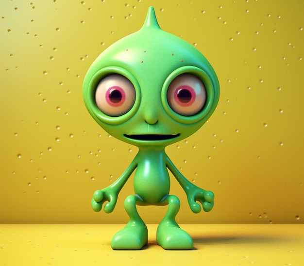 a close up of a green alien with big eyes and a big nose generative ai