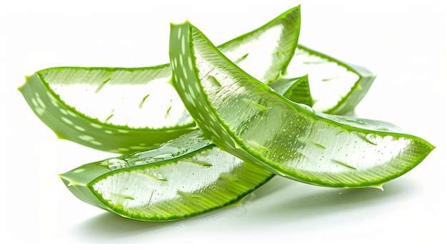 A close up of a green aloe vera leaf