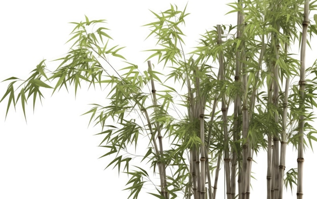 A close up green bamboo stems on a white background ai generated