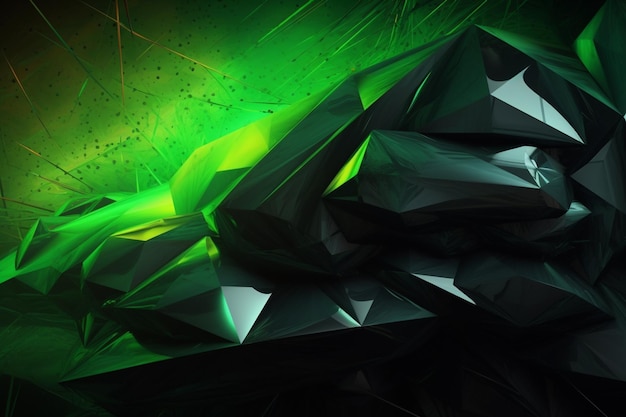 A close up of a green and black abstract background with a cat generative ai