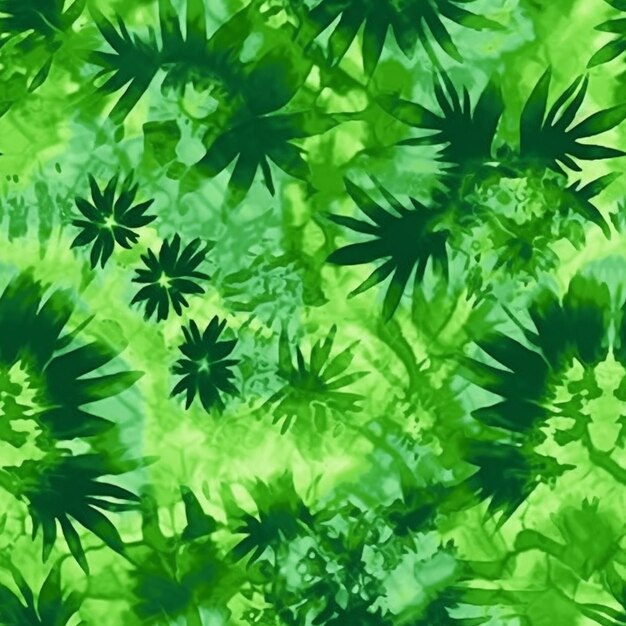 A close up of a green and black floral pattern generative ai