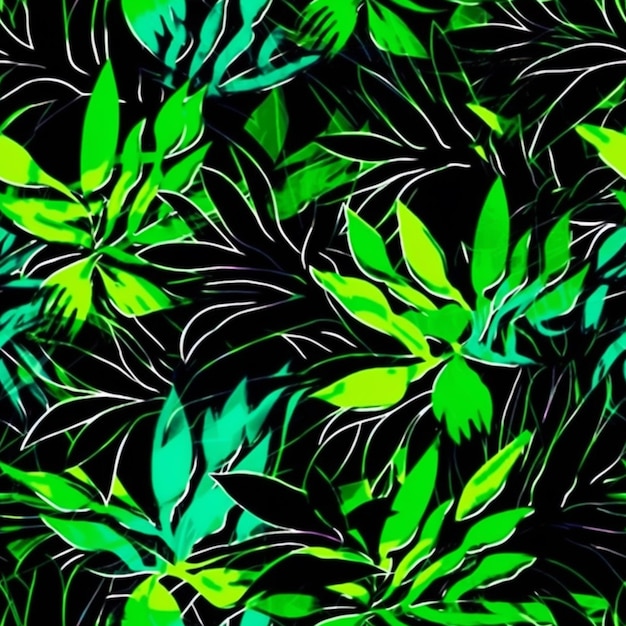 A close up of a green and black plant with leaves generative ai