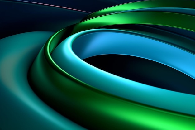 A close up of a green and blue abstract background with a spiral generative ai