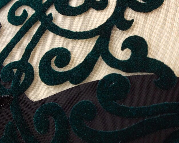 Photo a close up of a green and brown velvet fabric with the word 