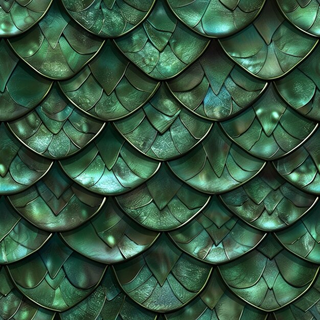 Photo a close up of a green dragon scale pattern with a black background generative ai