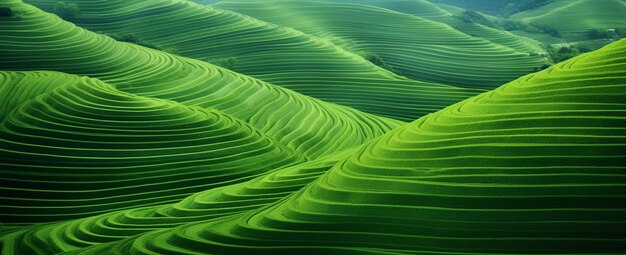 a close up of a green field with a lot of wavy grass generative ai