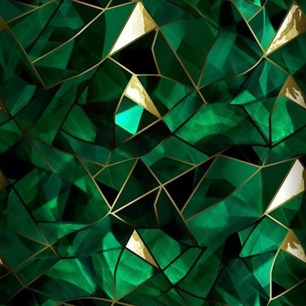 A close up of a green and gold wall with a diamond pattern generative ai