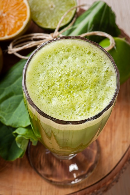 Close up green juice detox