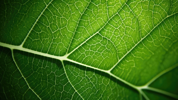 A close up of a green leaf with the veins visible.