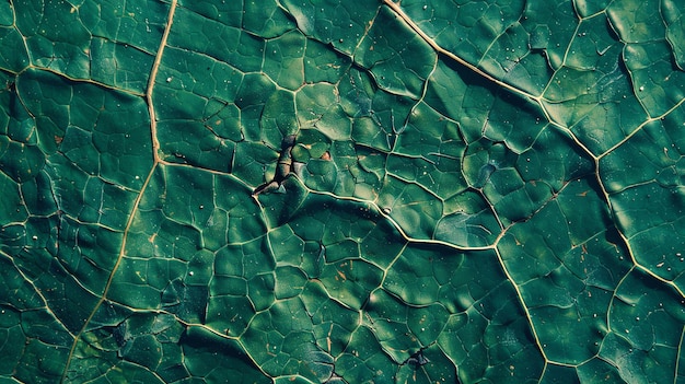 Close up of a green leaf with visible veins and texture