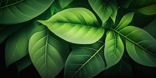 Close up of green leafy plant with leaves generative ai