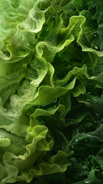 Photo a close up of a green lettuce with water drops